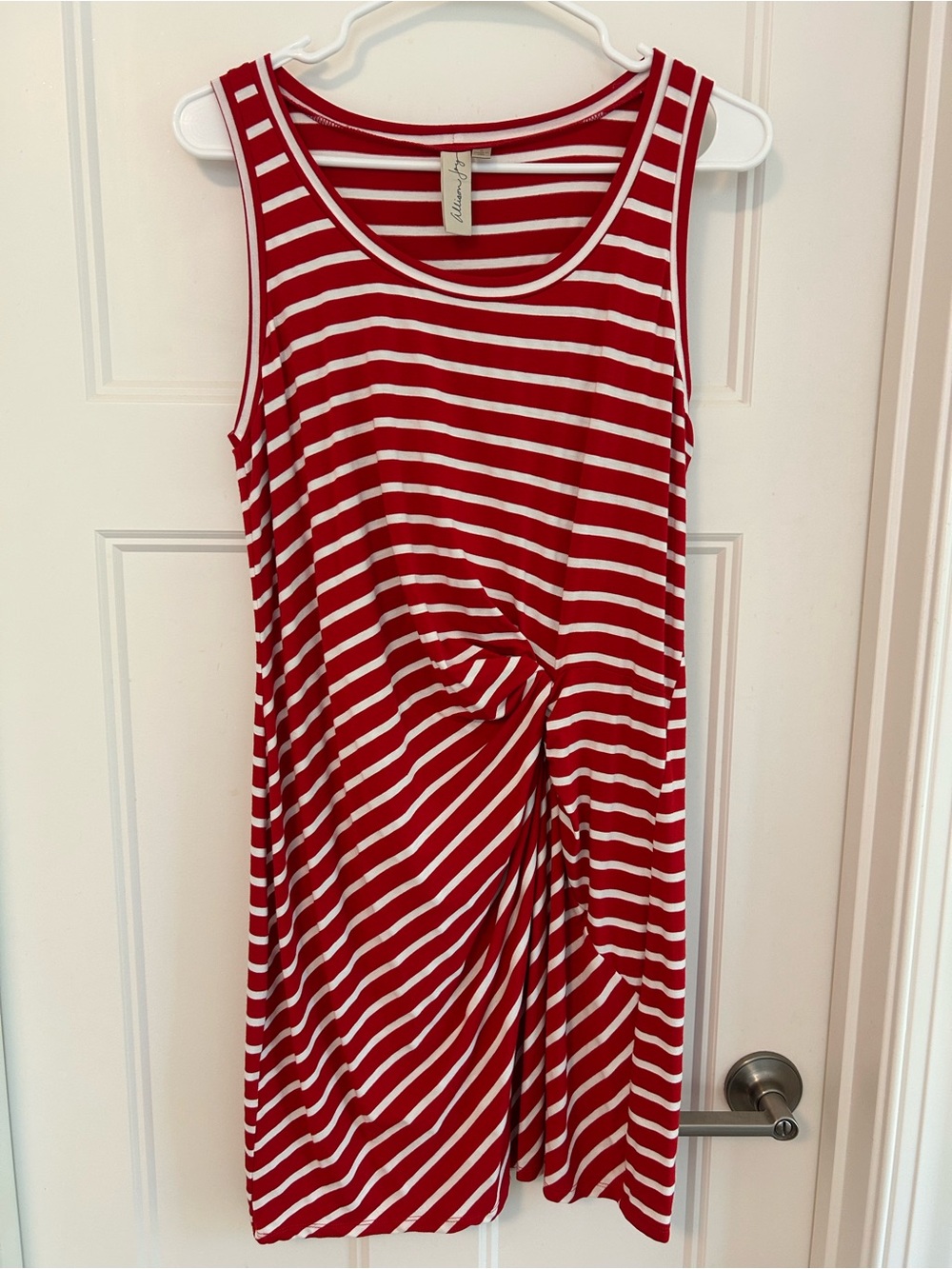 Allison Joy Red & White Striped Sleeveless Dress - Size S